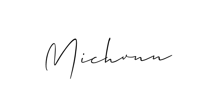 The best way (Allison_Script) to make a short signature is to pick only two or three words in your name. The name Michvnn include a total of six letters. For converting this name. Michvnn signature style 2 images and pictures png