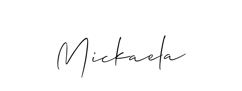 Use a signature maker to create a handwritten signature online. With this signature software, you can design (Allison_Script) your own signature for name Mickaela. Mickaela signature style 2 images and pictures png