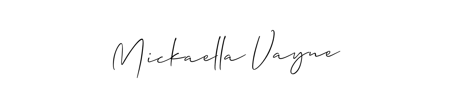 It looks lik you need a new signature style for name Mickaella Vayne. Design unique handwritten (Allison_Script) signature with our free signature maker in just a few clicks. Mickaella Vayne signature style 2 images and pictures png