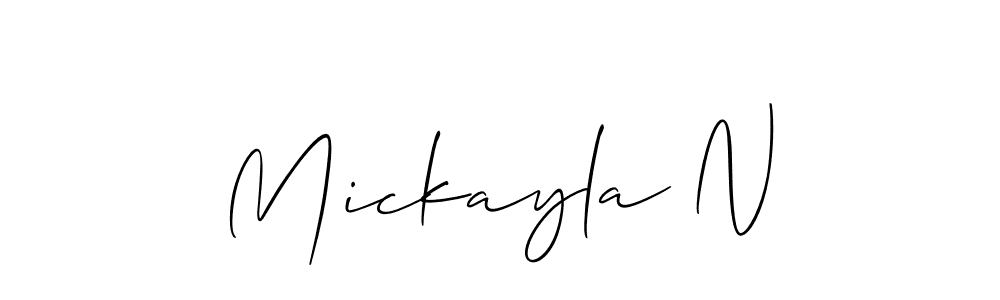 It looks lik you need a new signature style for name Mickayla N. Design unique handwritten (Allison_Script) signature with our free signature maker in just a few clicks. Mickayla N signature style 2 images and pictures png