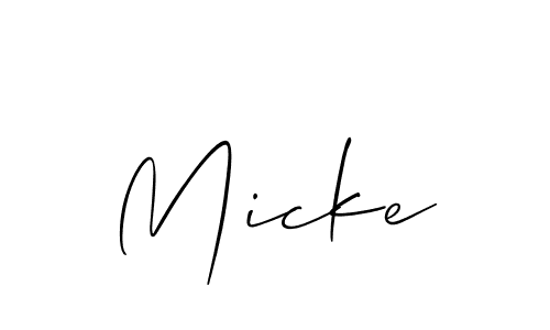 Design your own signature with our free online signature maker. With this signature software, you can create a handwritten (Allison_Script) signature for name Micke. Micke signature style 2 images and pictures png
