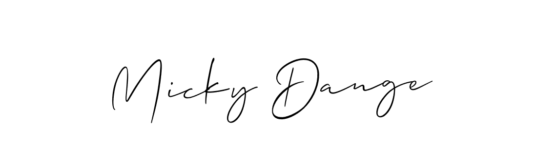 It looks lik you need a new signature style for name Micky Dange. Design unique handwritten (Allison_Script) signature with our free signature maker in just a few clicks. Micky Dange signature style 2 images and pictures png