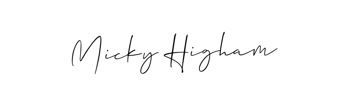 Use a signature maker to create a handwritten signature online. With this signature software, you can design (Allison_Script) your own signature for name Micky Higham. Micky Higham signature style 2 images and pictures png