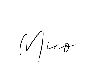 Design your own signature with our free online signature maker. With this signature software, you can create a handwritten (Allison_Script) signature for name Mico. Mico signature style 2 images and pictures png