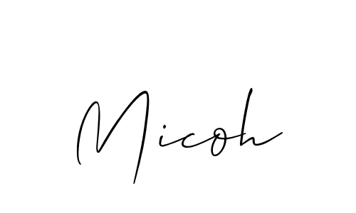 Use a signature maker to create a handwritten signature online. With this signature software, you can design (Allison_Script) your own signature for name Micoh. Micoh signature style 2 images and pictures png