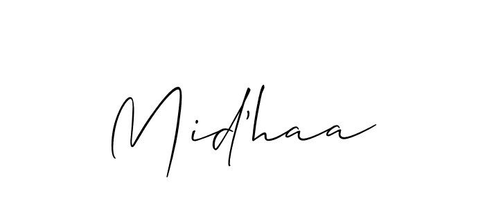 Use a signature maker to create a handwritten signature online. With this signature software, you can design (Allison_Script) your own signature for name Mid'haa. Mid'haa signature style 2 images and pictures png