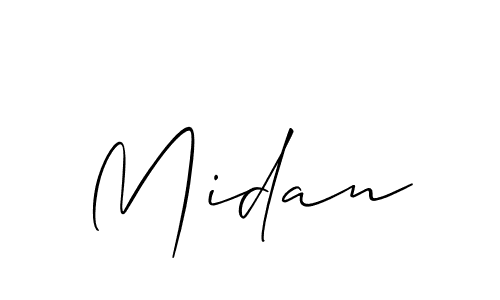 Design your own signature with our free online signature maker. With this signature software, you can create a handwritten (Allison_Script) signature for name Midan. Midan signature style 2 images and pictures png