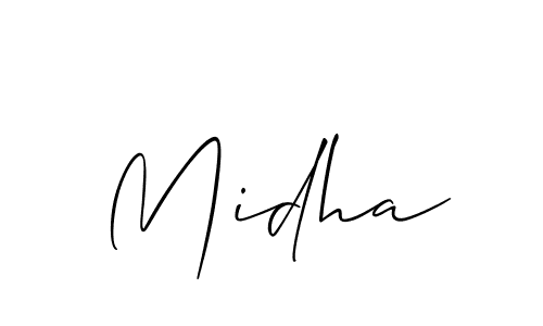 You should practise on your own different ways (Allison_Script) to write your name (Midha) in signature. don't let someone else do it for you. Midha signature style 2 images and pictures png