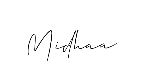 It looks lik you need a new signature style for name Midhaa. Design unique handwritten (Allison_Script) signature with our free signature maker in just a few clicks. Midhaa signature style 2 images and pictures png