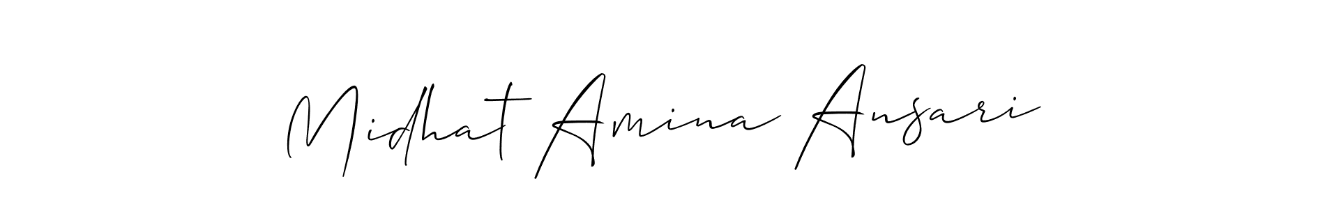 You should practise on your own different ways (Allison_Script) to write your name (Midhat Amina Ansari) in signature. don't let someone else do it for you. Midhat Amina Ansari signature style 2 images and pictures png