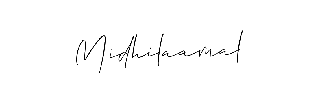 Use a signature maker to create a handwritten signature online. With this signature software, you can design (Allison_Script) your own signature for name Midhilaamal. Midhilaamal signature style 2 images and pictures png