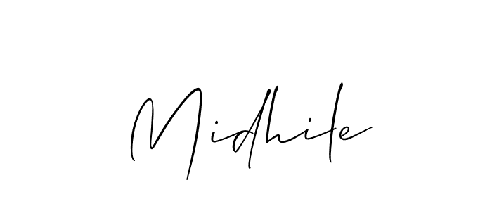 if you are searching for the best signature style for your name Midhile. so please give up your signature search. here we have designed multiple signature styles  using Allison_Script. Midhile signature style 2 images and pictures png