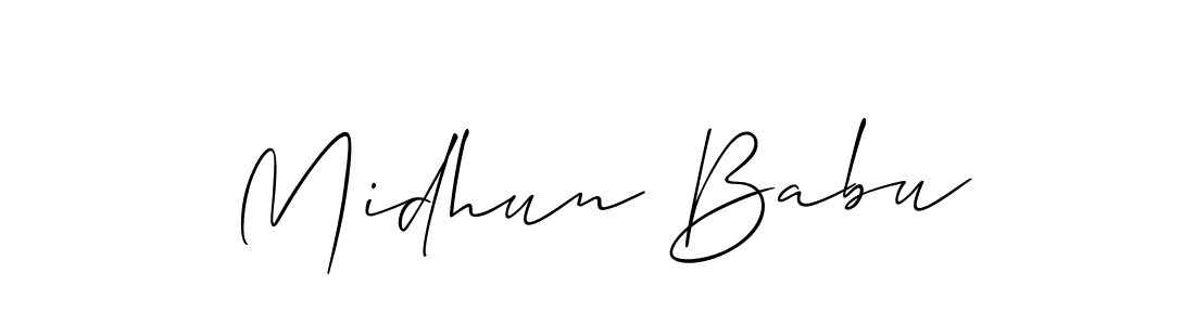 You should practise on your own different ways (Allison_Script) to write your name (Midhun Babu) in signature. don't let someone else do it for you. Midhun Babu signature style 2 images and pictures png