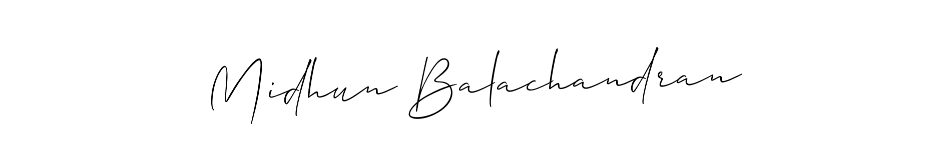 The best way (Allison_Script) to make a short signature is to pick only two or three words in your name. The name Midhun Balachandran include a total of six letters. For converting this name. Midhun Balachandran signature style 2 images and pictures png