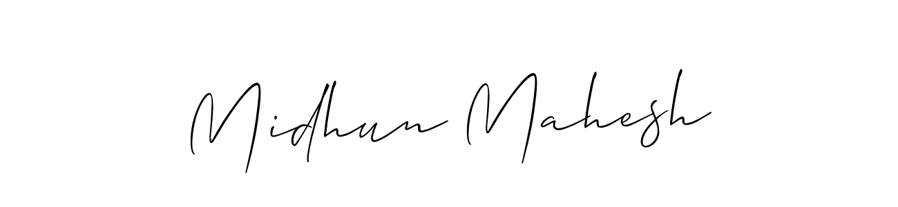 How to make Midhun Mahesh name signature. Use Allison_Script style for creating short signs online. This is the latest handwritten sign. Midhun Mahesh signature style 2 images and pictures png