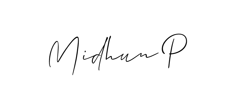 You should practise on your own different ways (Allison_Script) to write your name (Midhun P) in signature. don't let someone else do it for you. Midhun P signature style 2 images and pictures png
