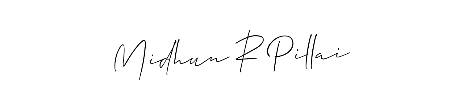 Similarly Allison_Script is the best handwritten signature design. Signature creator online .You can use it as an online autograph creator for name Midhun R Pillai. Midhun R Pillai signature style 2 images and pictures png