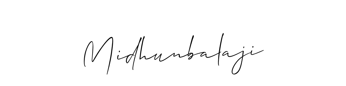 Allison_Script is a professional signature style that is perfect for those who want to add a touch of class to their signature. It is also a great choice for those who want to make their signature more unique. Get Midhunbalaji name to fancy signature for free. Midhunbalaji signature style 2 images and pictures png