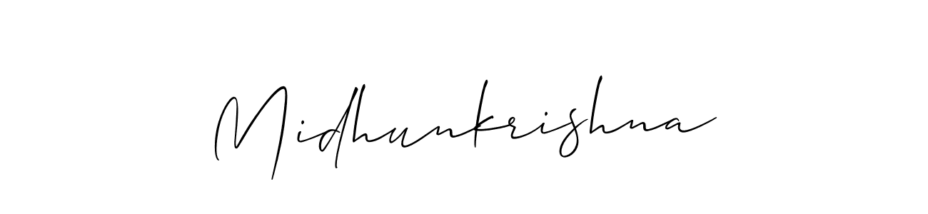 Midhunkrishna stylish signature style. Best Handwritten Sign (Allison_Script) for my name. Handwritten Signature Collection Ideas for my name Midhunkrishna. Midhunkrishna signature style 2 images and pictures png