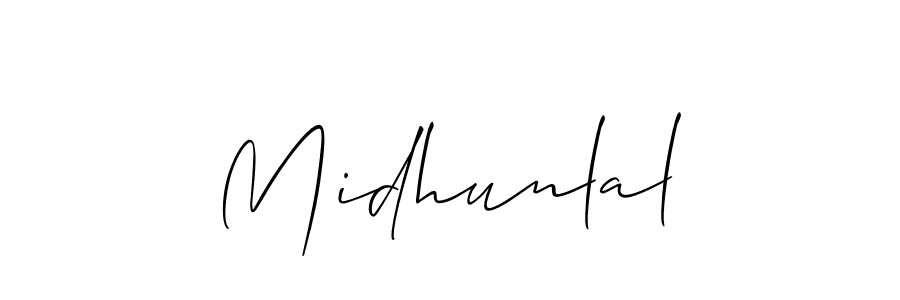 if you are searching for the best signature style for your name Midhunlal. so please give up your signature search. here we have designed multiple signature styles  using Allison_Script. Midhunlal signature style 2 images and pictures png