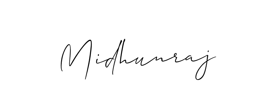 Use a signature maker to create a handwritten signature online. With this signature software, you can design (Allison_Script) your own signature for name Midhunraj. Midhunraj signature style 2 images and pictures png