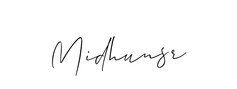 How to Draw Midhunsr signature style? Allison_Script is a latest design signature styles for name Midhunsr. Midhunsr signature style 2 images and pictures png