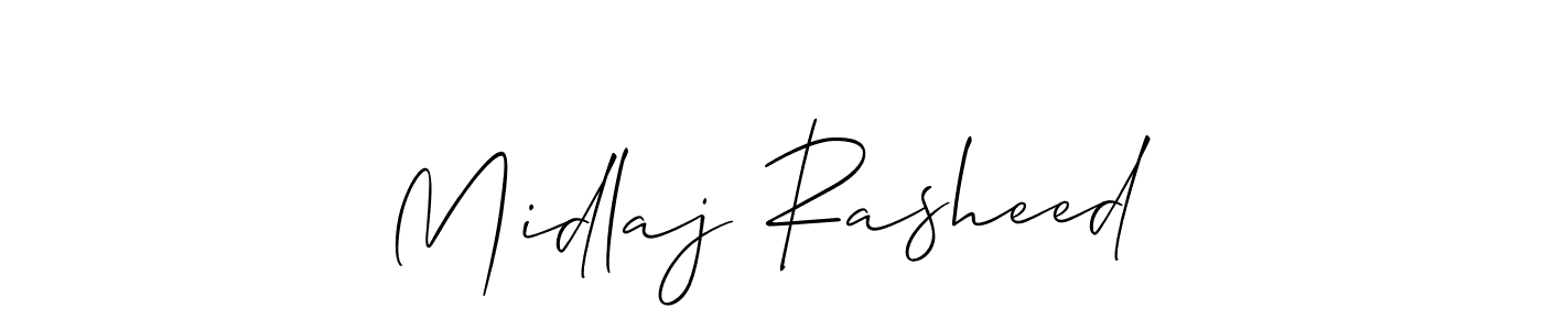 How to make Midlaj Rasheed name signature. Use Allison_Script style for creating short signs online. This is the latest handwritten sign. Midlaj Rasheed signature style 2 images and pictures png