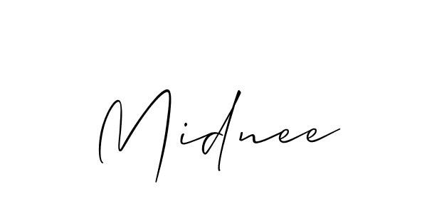 Similarly Allison_Script is the best handwritten signature design. Signature creator online .You can use it as an online autograph creator for name Midnee. Midnee signature style 2 images and pictures png