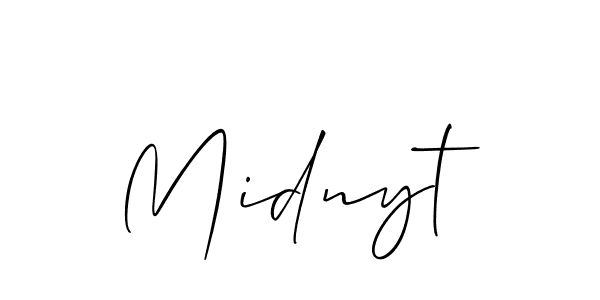 You should practise on your own different ways (Allison_Script) to write your name (Midnyt) in signature. don't let someone else do it for you. Midnyt signature style 2 images and pictures png