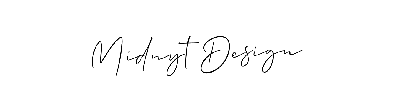 Create a beautiful signature design for name Midnyt Design. With this signature (Allison_Script) fonts, you can make a handwritten signature for free. Midnyt Design signature style 2 images and pictures png