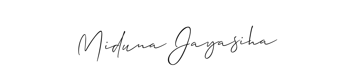 It looks lik you need a new signature style for name Miduna Jayasiha. Design unique handwritten (Allison_Script) signature with our free signature maker in just a few clicks. Miduna Jayasiha signature style 2 images and pictures png