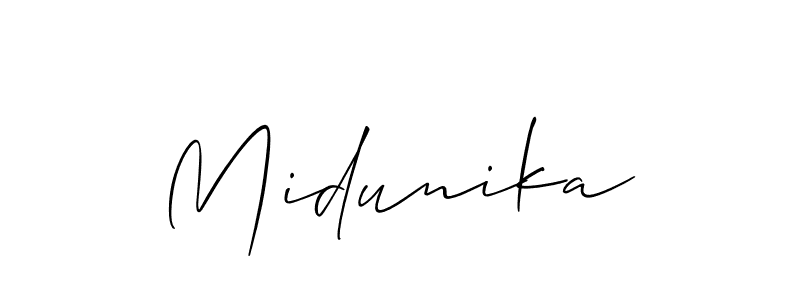 Create a beautiful signature design for name Midunika. With this signature (Allison_Script) fonts, you can make a handwritten signature for free. Midunika signature style 2 images and pictures png