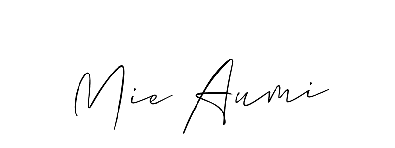 Make a beautiful signature design for name Mie Aumi. With this signature (Allison_Script) style, you can create a handwritten signature for free. Mie Aumi signature style 2 images and pictures png