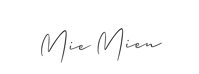 Create a beautiful signature design for name Mie Mien. With this signature (Allison_Script) fonts, you can make a handwritten signature for free. Mie Mien signature style 2 images and pictures png