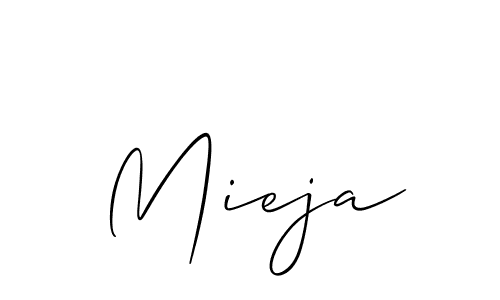 Use a signature maker to create a handwritten signature online. With this signature software, you can design (Allison_Script) your own signature for name Mieja. Mieja signature style 2 images and pictures png