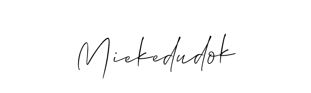 How to make Miekedudok name signature. Use Allison_Script style for creating short signs online. This is the latest handwritten sign. Miekedudok signature style 2 images and pictures png