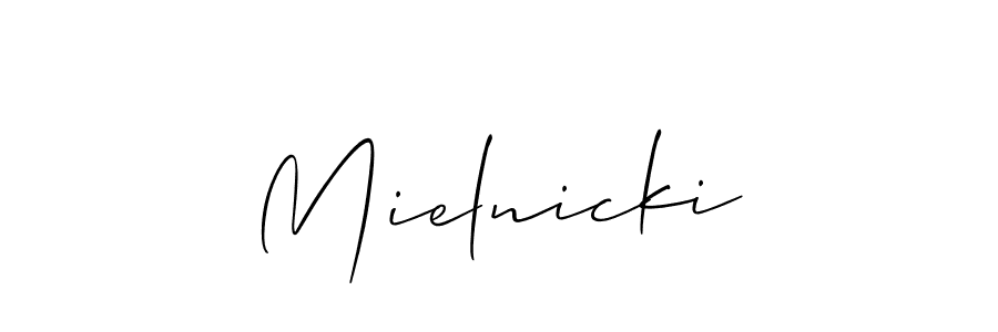 Also You can easily find your signature by using the search form. We will create Mielnicki name handwritten signature images for you free of cost using Allison_Script sign style. Mielnicki signature style 2 images and pictures png