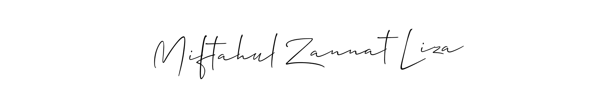 if you are searching for the best signature style for your name Miftahul Zannat Liza. so please give up your signature search. here we have designed multiple signature styles  using Allison_Script. Miftahul Zannat Liza signature style 2 images and pictures png