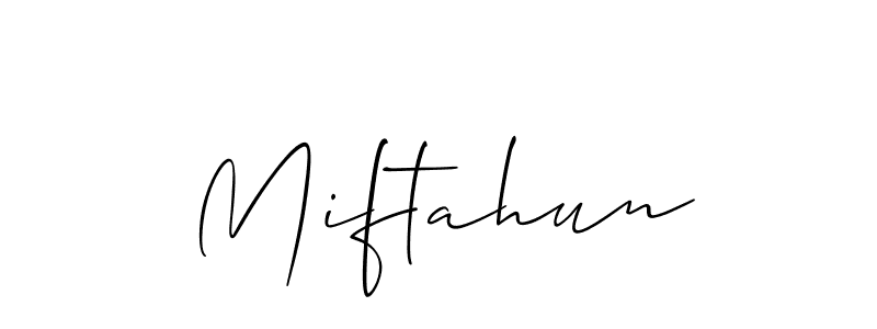 Design your own signature with our free online signature maker. With this signature software, you can create a handwritten (Allison_Script) signature for name Miftahun. Miftahun signature style 2 images and pictures png