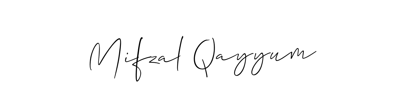 It looks lik you need a new signature style for name Mifzal Qayyum. Design unique handwritten (Allison_Script) signature with our free signature maker in just a few clicks. Mifzal Qayyum signature style 2 images and pictures png
