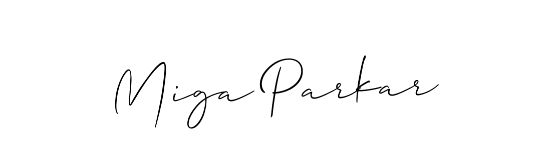 How to make Miga Parkar name signature. Use Allison_Script style for creating short signs online. This is the latest handwritten sign. Miga Parkar signature style 2 images and pictures png