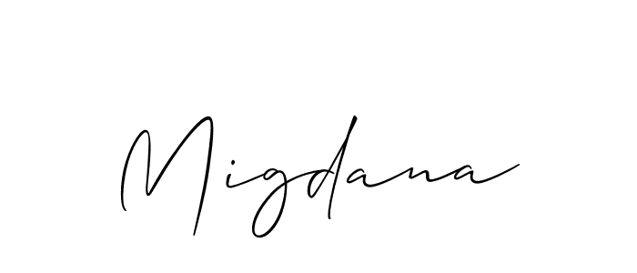 You should practise on your own different ways (Allison_Script) to write your name (Migdana) in signature. don't let someone else do it for you. Migdana signature style 2 images and pictures png