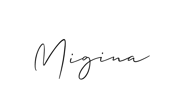 if you are searching for the best signature style for your name Migina. so please give up your signature search. here we have designed multiple signature styles  using Allison_Script. Migina signature style 2 images and pictures png