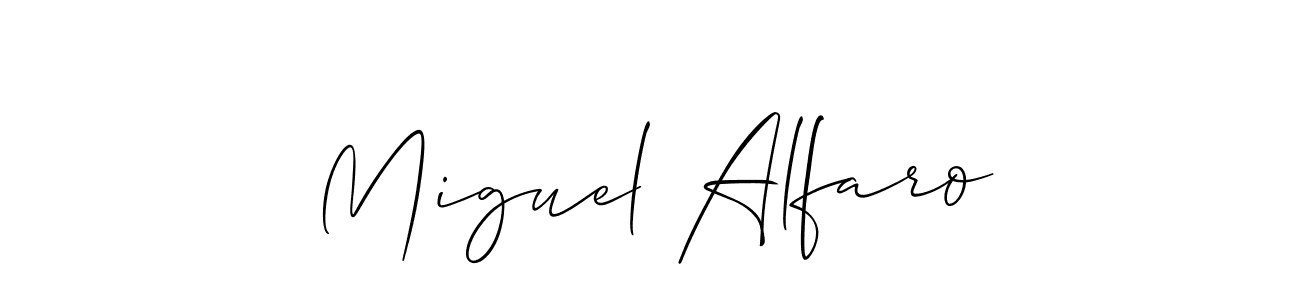 Create a beautiful signature design for name Miguel Alfaro. With this signature (Allison_Script) fonts, you can make a handwritten signature for free. Miguel Alfaro signature style 2 images and pictures png