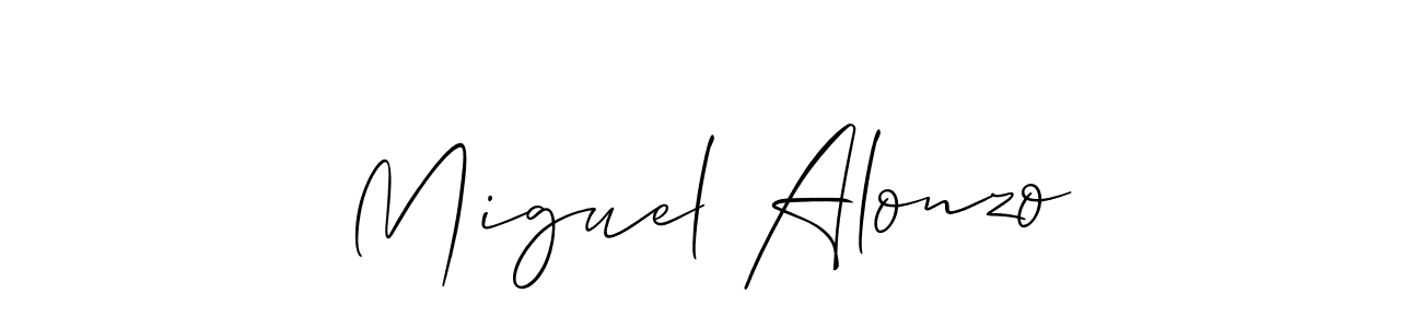 Make a beautiful signature design for name Miguel Alonzo. With this signature (Allison_Script) style, you can create a handwritten signature for free. Miguel Alonzo signature style 2 images and pictures png