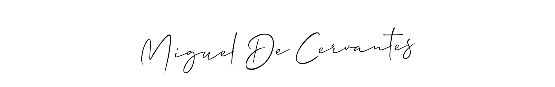Make a beautiful signature design for name Miguel De Cervantes. With this signature (Allison_Script) style, you can create a handwritten signature for free. Miguel De Cervantes signature style 2 images and pictures png