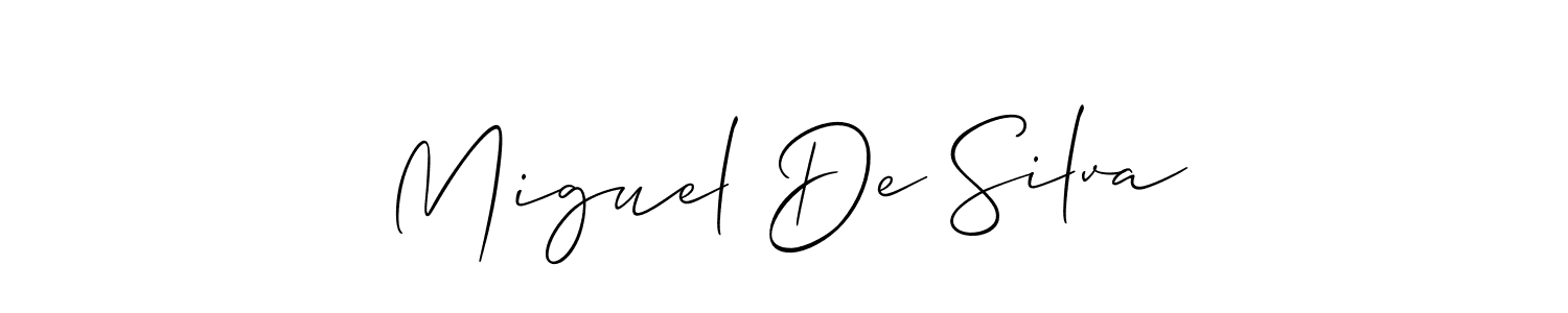 Similarly Allison_Script is the best handwritten signature design. Signature creator online .You can use it as an online autograph creator for name Miguel De Silva. Miguel De Silva signature style 2 images and pictures png
