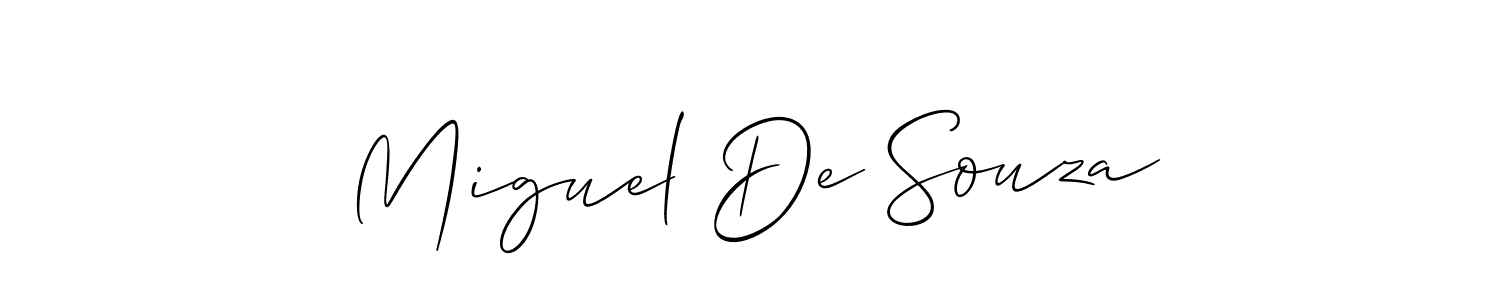 if you are searching for the best signature style for your name Miguel De Souza. so please give up your signature search. here we have designed multiple signature styles  using Allison_Script. Miguel De Souza signature style 2 images and pictures png