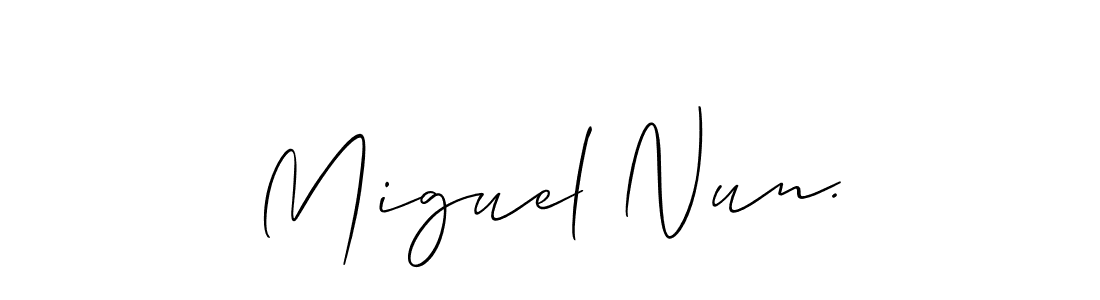 You should practise on your own different ways (Allison_Script) to write your name (Miguel Nun.) in signature. don't let someone else do it for you. Miguel Nun. signature style 2 images and pictures png