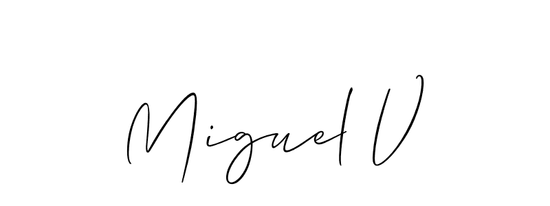 Create a beautiful signature design for name Miguel V. With this signature (Allison_Script) fonts, you can make a handwritten signature for free. Miguel V signature style 2 images and pictures png